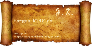 Hargas Klára névjegykártya